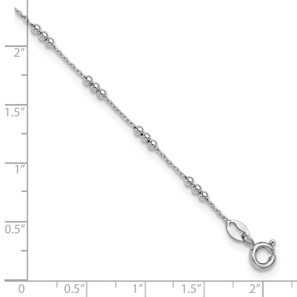 Leslie's SS RH-plated Polished Bead Station 9in Plus 1in ext. Anklet - Image 5