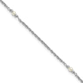 Leslie's SS RH-plat Polish FWC Pearl Station 9in Plus 1in ext. Anklet