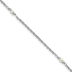 Leslie's SS RH-plat Polish FWC Pearl Station 9in Plus 1in ext. Anklet