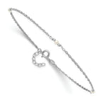 Leslie's SS RH-plat Polish FWC Pearl Station 9in Plus 1in ext. Anklet - Image 3