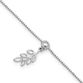 Leslie's SS RH-plated Polished Dangle Leaf 9in Plus 1in ext. Anklet