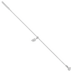 Leslie's SS RH-plated Polished Dangle Leaf 9in Plus 1in ext. Anklet - Image 2