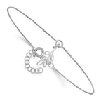 Leslie's SS RH-plated Polished Dangle Leaf 9in Plus 1in ext. Anklet - Image 3
