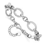 Leslie's SS RH-plat Polish/Textured Fancy Link w/1.25in ext. Bracelet - Image 3