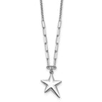 Leslie's SS RH-plated Polished Star Pendant w/1.25in ext. Necklace