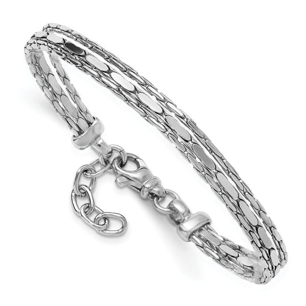 Leslie's SS RH-plated Polished 3-Strand Fancy w/1in ext. Bracelet - Image 3