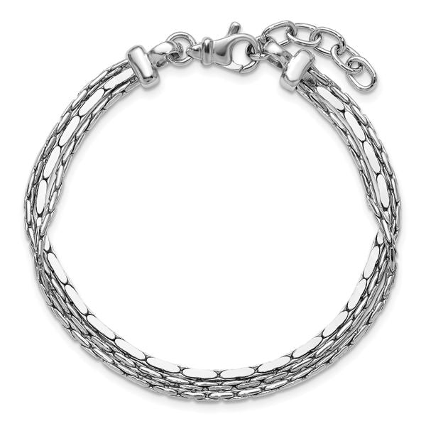 Leslie's SS RH-plated Polished 3-Strand Fancy w/1in ext. Bracelet - Image 4