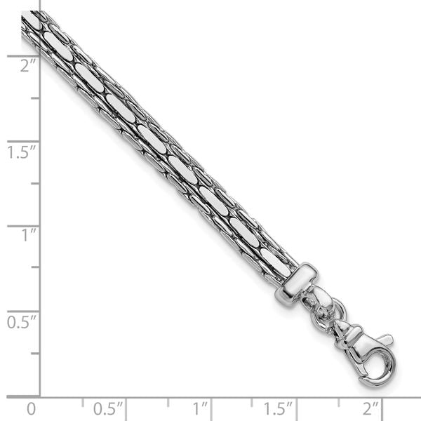 Leslie's SS RH-plated Polished 3-Strand Fancy w/1in ext. Bracelet - Image 5