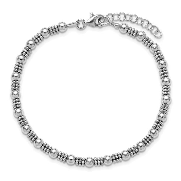 Leslie's Sterling Silver RH-plated Fancy Beaded w/1in ext. Bracelet - Image 4
