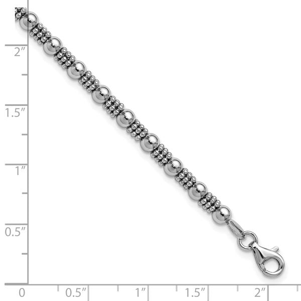 Leslie's Sterling Silver RH-plated Fancy Beaded w/1in ext. Bracelet - Image 5