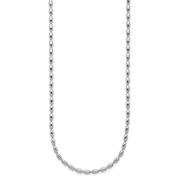Leslie's Sterling Silver RH-plated Oval Beaded w/1.75in ext. Necklace - Image 2