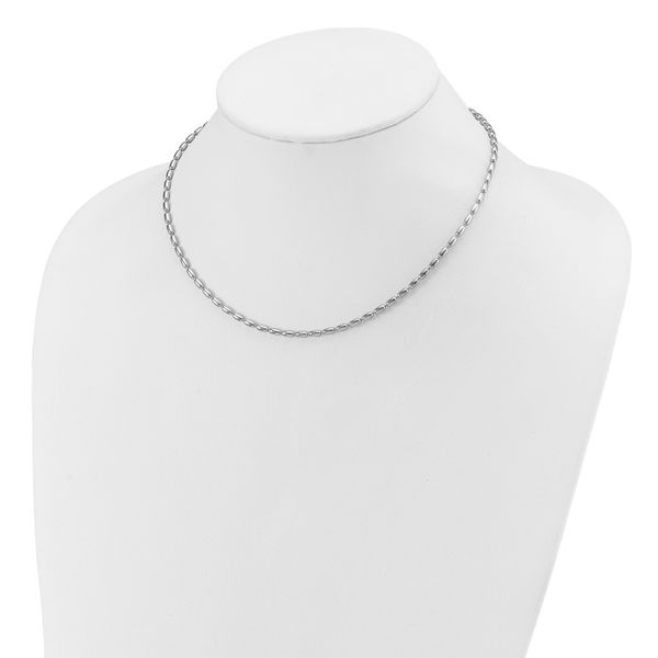 Leslie's Sterling Silver RH-plated Oval Beaded w/1.75in ext. Necklace - Image 3