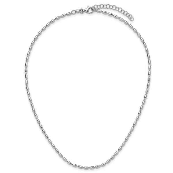 Leslie's Sterling Silver RH-plated Oval Beaded w/1.75in ext. Necklace - Image 4
