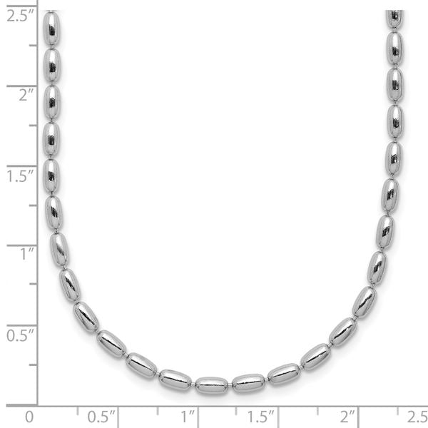 Leslie's Sterling Silver RH-plated Oval Beaded w/1.75in ext. Necklace - Image 5