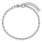 Leslie's Sterling Silver RH-plated Oval Beaded w/1.25in ext. Bracelet - Image 4