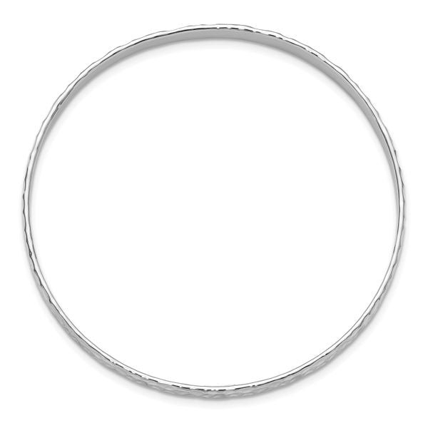 Leslie's Sterling Silver RH-plated Polished/Hammered Slip-On Bangle - Image 2