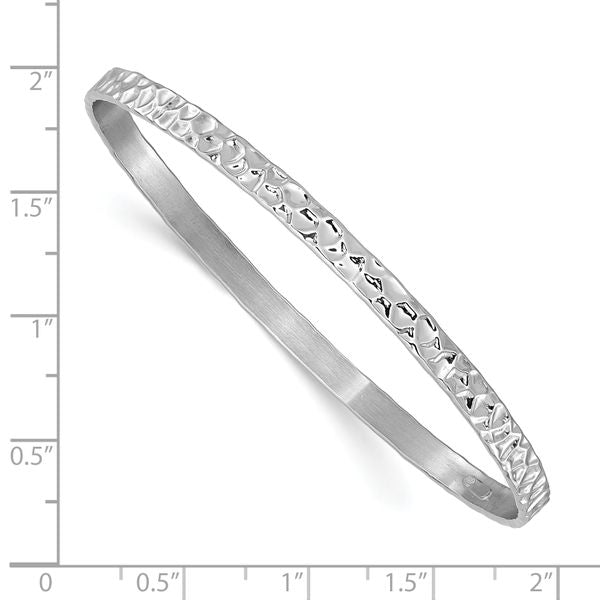 Leslie's Sterling Silver RH-plated Polished/Hammered Slip-On Bangle - Image 3