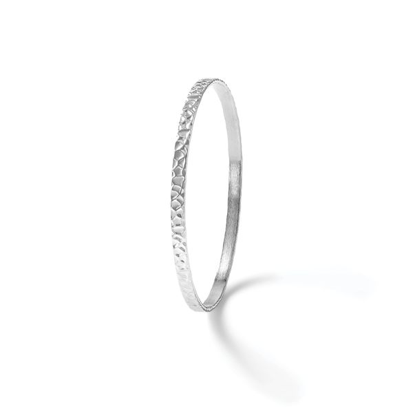 Leslie's Sterling Silver RH-plated Polished/Hammered Slip-On Bangle - Image 5
