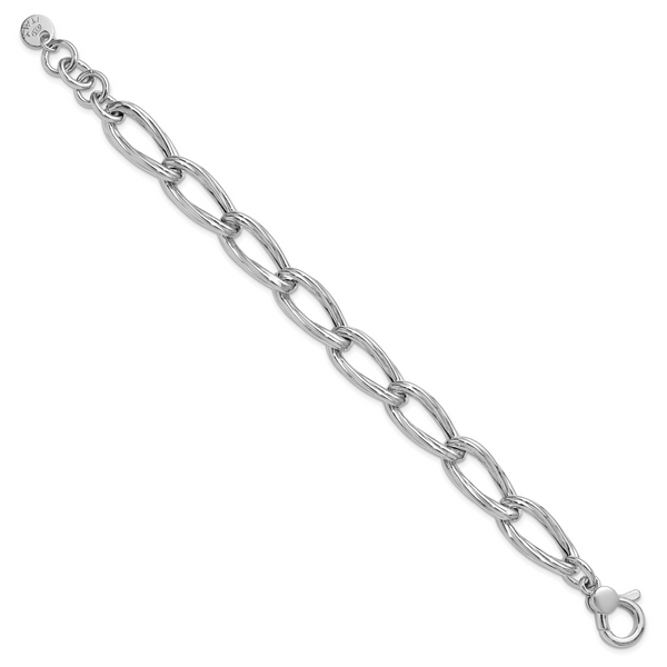 Leslie's SS RH-plated Polished/Grooved Link w/.75in ext. Bracelet - Image 2