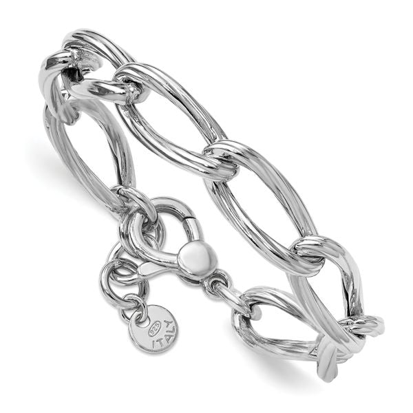 Leslie's SS RH-plated Polished/Grooved Link w/.75in ext. Bracelet - Image 3