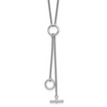 Leslie's SS RH-plated Polished Circle Tassel w/2in ext. Necklace