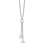 Leslie's SS RH-plated Polished Circle Tassel w/2in ext. Necklace - Image 2