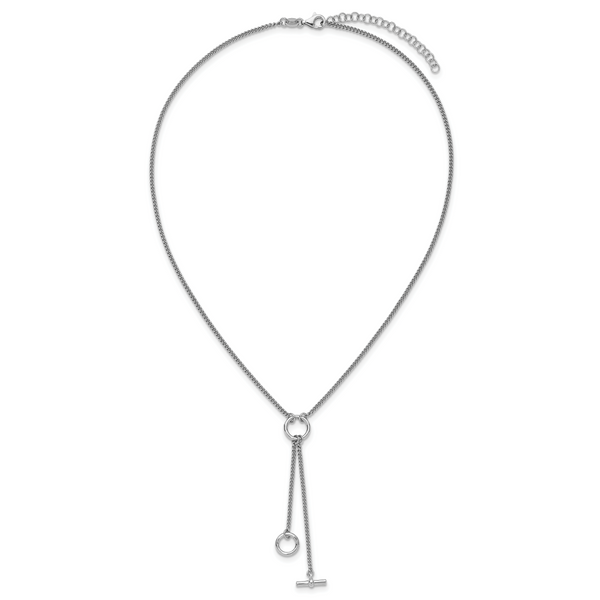 Leslie's SS RH-plated Polished Circle Tassel w/2in ext. Necklace - Image 4