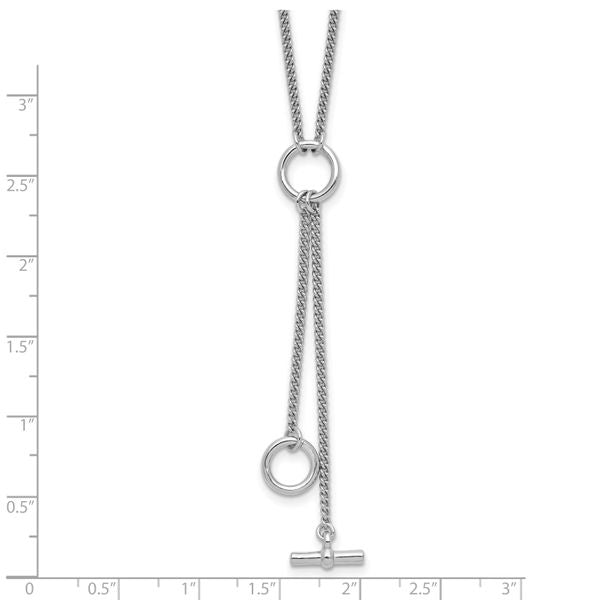 Leslie's SS RH-plated Polished Circle Tassel w/2in ext. Necklace - Image 5