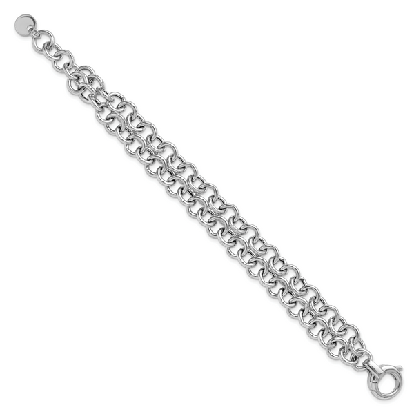 Leslie's SS RH-plated Polished 2-strand Circle Link Bracelet - Image 2