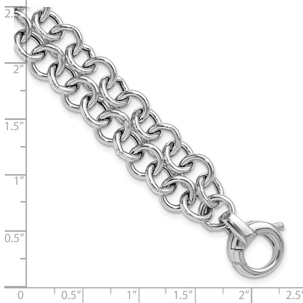 Leslie's SS RH-plated Polished 2-strand Circle Link Bracelet - Image 5