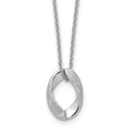Leslie's Sterling Silver RH-plat Polish/Brush Oval w/1in ext. Necklace