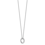 Leslie's Sterling Silver RH-plat Polish/Brush Oval w/1in ext. Necklace - Image 2