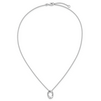 Leslie's Sterling Silver RH-plat Polish/Brush Oval w/1in ext. Necklace - Image 4