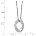 Leslie's Sterling Silver RH-plat Polish/Brush Oval w/1in ext. Necklace - Image 5