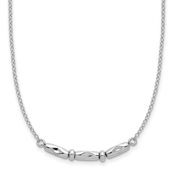 Leslie's Sterling Silver RH-plated Polished Fancy w/1in ext. Necklace
