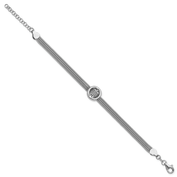 Leslie's Sterling Silver RH-plat Circle Multi-strand w/1in ext. Bracelet - Image 2
