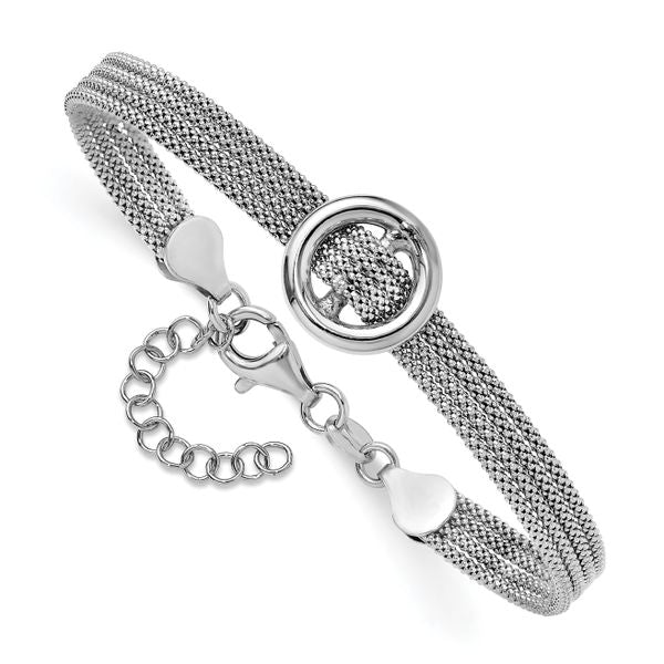 Leslie's Sterling Silver RH-plat Circle Multi-strand w/1in ext. Bracelet - Image 3