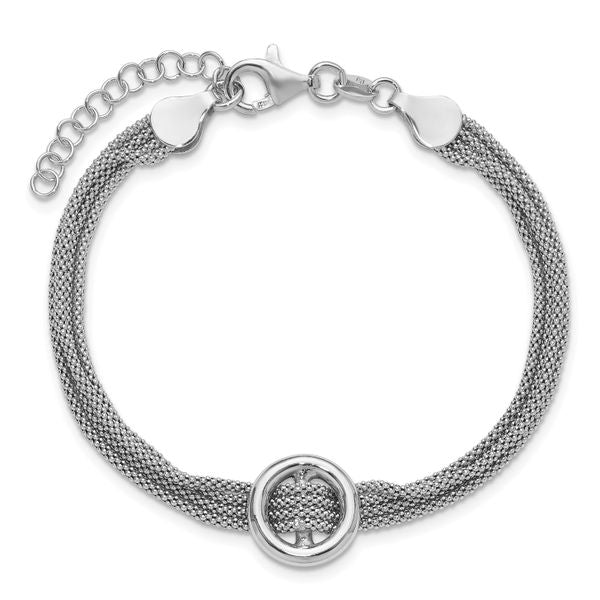 Leslie's Sterling Silver RH-plat Circle Multi-strand w/1in ext. Bracelet - Image 4