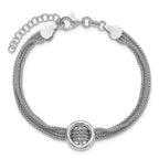 Leslie's Sterling Silver RH-plat Circle Multi-strand w/1in ext. Bracelet - Image 4