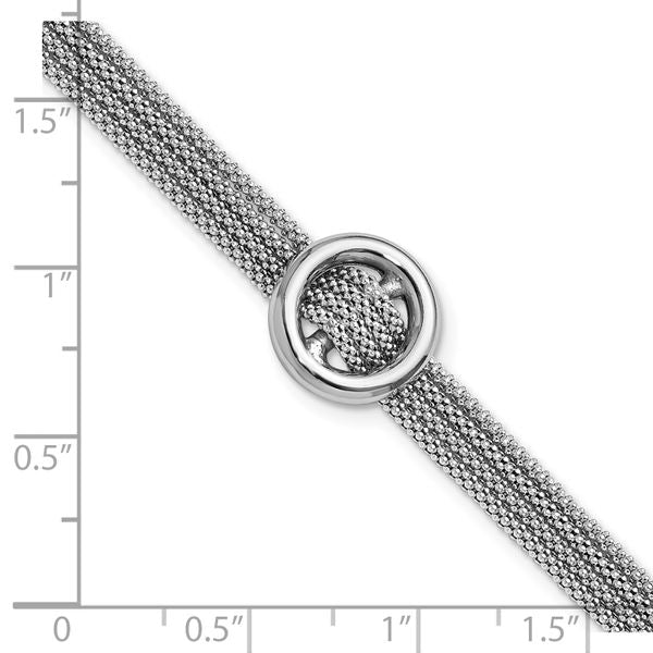 Leslie's Sterling Silver RH-plat Circle Multi-strand w/1in ext. Bracelet - Image 5