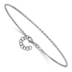 Leslie's Sterling Silver RH-plated Beaded 9in Plus 1in ext. Anklet - Image 3