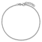Leslie's Sterling Silver RH-plated Beaded 9in Plus 1in ext. Anklet - Image 4