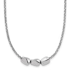 Leslie's Sterling Silver RH-plated Polished Beads w/2in ext. Necklace