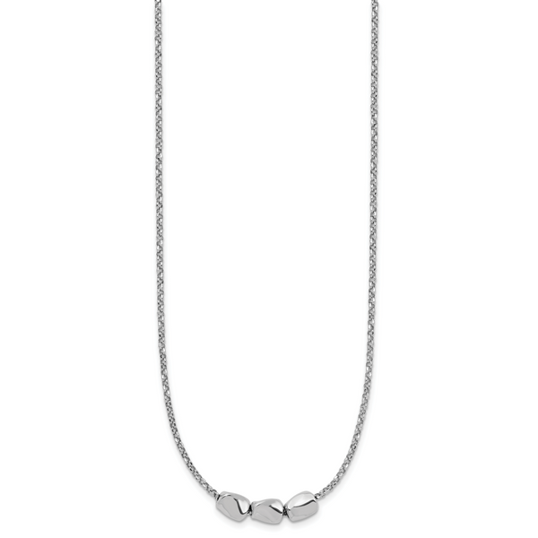 Leslie's Sterling Silver RH-plated Polished Beads w/2in ext. Necklace - Image 2