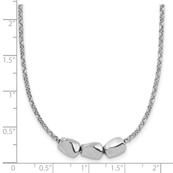 Leslie's Sterling Silver RH-plated Polished Beads w/2in ext. Necklace - Image 5