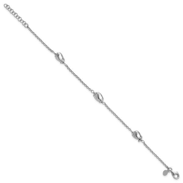 Leslie's Sterling Silver RH-plated Polished Beads w/1in ext. Bracelet - Image 2