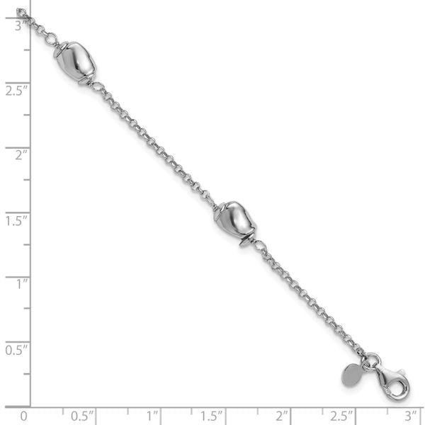 Leslie's Sterling Silver RH-plated Polished Beads w/1in ext. Bracelet - Image 5