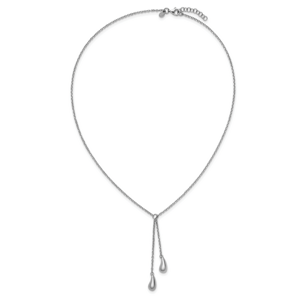 Leslie's Sterling Silver RH-plated Polished Drop w/1in ext. Necklace - Image 4