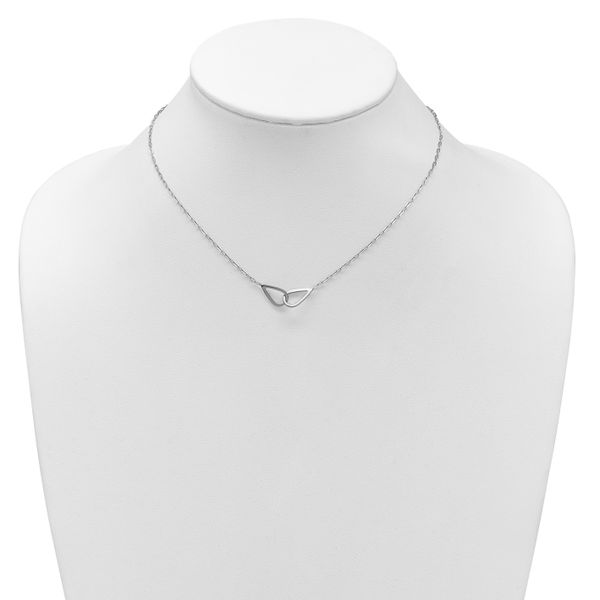 Leslie's SS RH-plated Polish Intertwined Teardrop w/2in ext. Necklace - Image 3