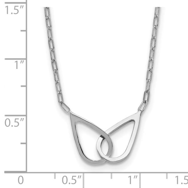 Leslie's SS RH-plated Polish Intertwined Teardrop w/2in ext. Necklace - Image 5